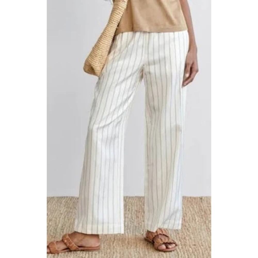 Jenni Kayne Cropped Wide Leg Striped Bianca Pants‎ Coastal Quiet Luxury XXL